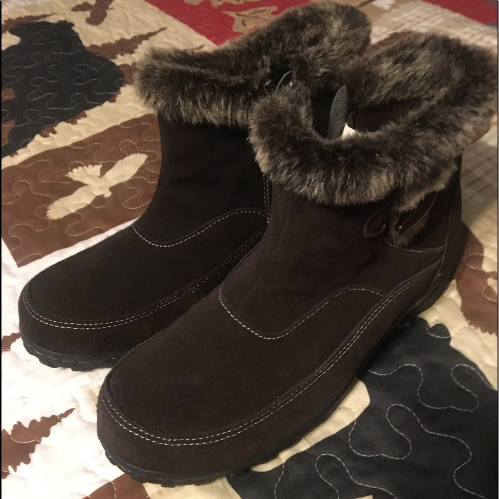 Khombu booties brown suede zip 8